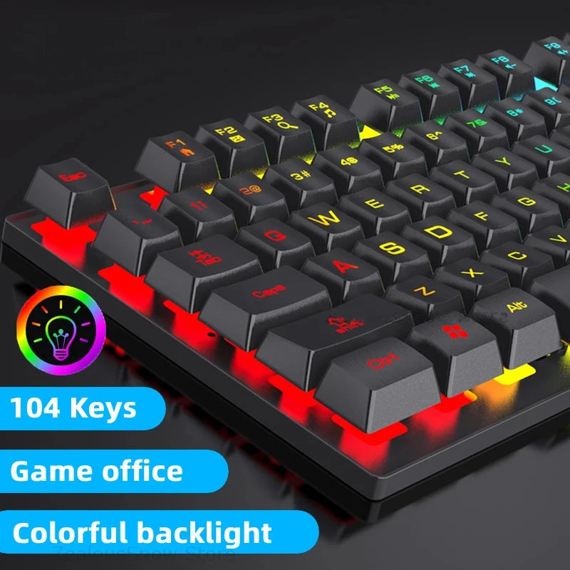 RGB Wired Mechanical Keyboard 104 Keys of Backlit Key Caps Gaming and Office Keyboard for Microsoft Windows and Apple IOS System