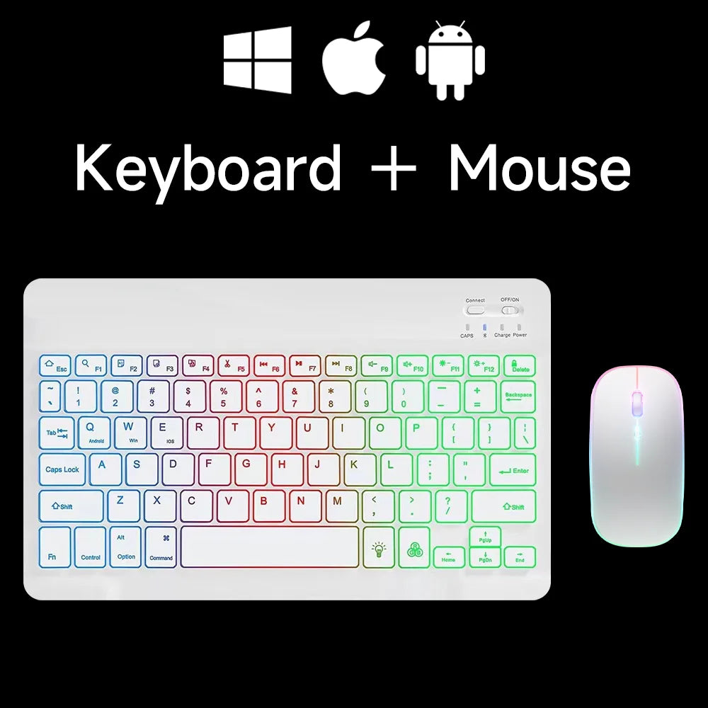 10Inch RGB Backlit Rechargeable Bluetooth Keyboard Wireless Keyboard Bluetooth Mini Keyboard for Spanish Russian Keyboard
