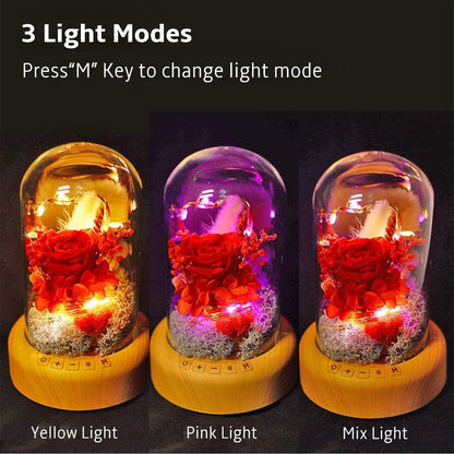 Mother'S Day Red Rose Night Light Real Eternal in Glass Dome, Preserved Rose Flower Lamp with Speaker,Forever Flowers Gift for Mom, Wife, Girlfriend on Mother'S Day