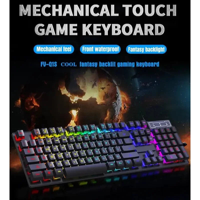 RGB Wired Mechanical Keyboard 104 Keys of Backlit Key Caps Gaming and Office Keyboard for Microsoft Windows and Apple IOS System