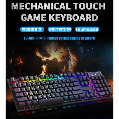 RGB Wired Mechanical Keyboard 104 Keys of Backlit Key Caps Gaming and Office Keyboard for Microsoft Windows and Apple IOS System