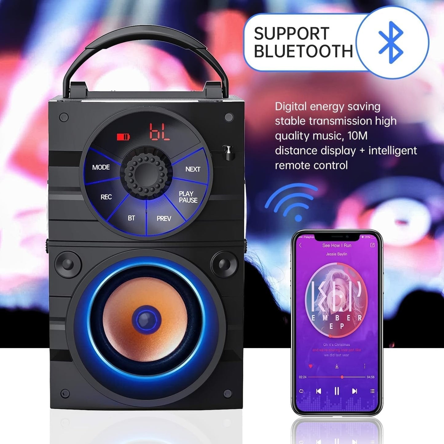 Portable Bluetooth Speaker, Bluetooth 5.3, Outdoor/Indoor Speaker Set,Dual Speakers, Subwoofer, Home Sound Package, with Dual Wireless Microphones,Remote Control,For Home, Camping, Travel