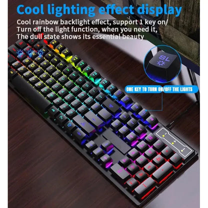 RGB Wired Mechanical Keyboard 104 Keys of Backlit Key Caps Gaming and Office Keyboard for Microsoft Windows and Apple IOS System