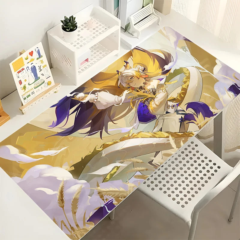 Gaming Mouse Pad Anime PC Computer Gamer Extended Desk Mat Arknights Shu Laptop Kawaii Dragon Girl Mousepad Rubber Keyboard Pad