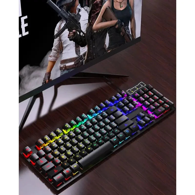 RGB Wired Mechanical Keyboard 104 Keys of Backlit Key Caps Gaming and Office Keyboard for Microsoft Windows and Apple IOS System