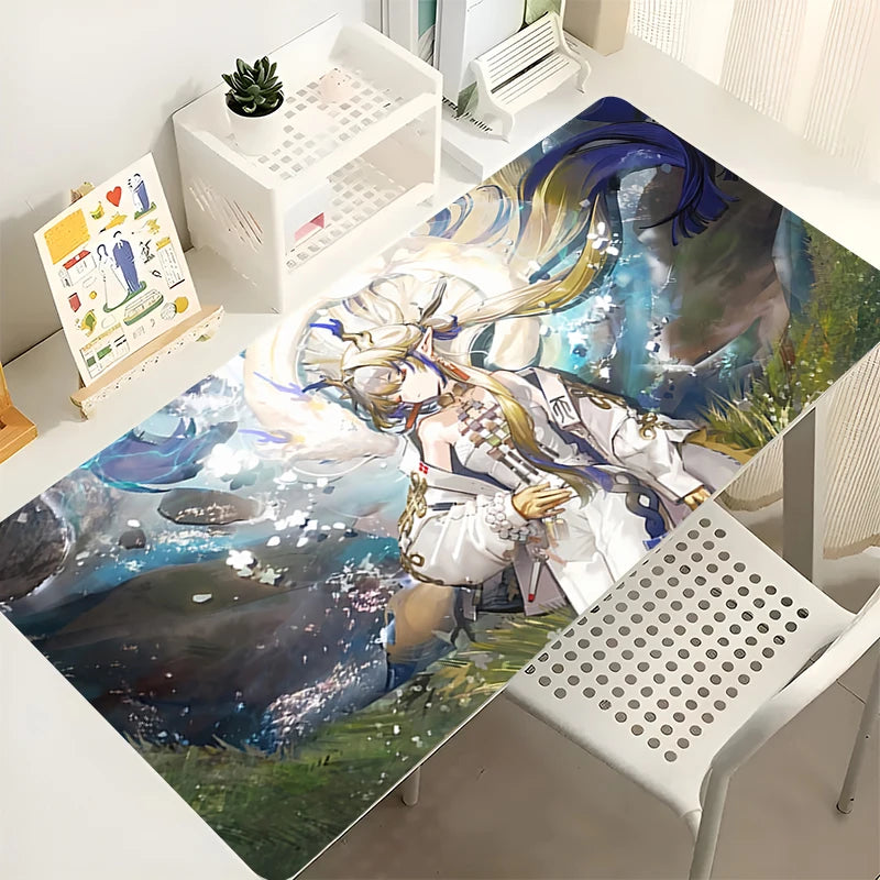 Gaming Mouse Pad Anime PC Computer Gamer Extended Desk Mat Arknights Shu Laptop Kawaii Dragon Girl Mousepad Rubber Keyboard Pad