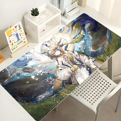 Gaming Mouse Pad Anime PC Computer Gamer Extended Desk Mat Arknights Shu Laptop Kawaii Dragon Girl Mousepad Rubber Keyboard Pad