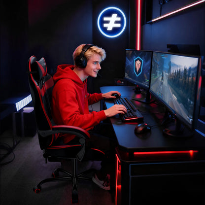 Gaming Chair,  Video Game Chair with Footrest and Lumbar Support, Ergonomic Computer Chair Height Adjustable with Swivel Seat and Headrest, Red